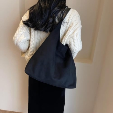 Stylish Green Suede Hobo Bag for Women - Large Capacity Handbag