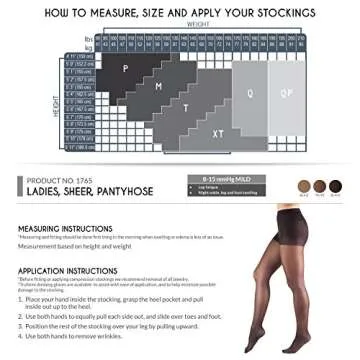 Truform Sheer Compression Pantyhose, 8-15 mmHg, Women's Shaping Tights, 20 Denier, Beige, Medium