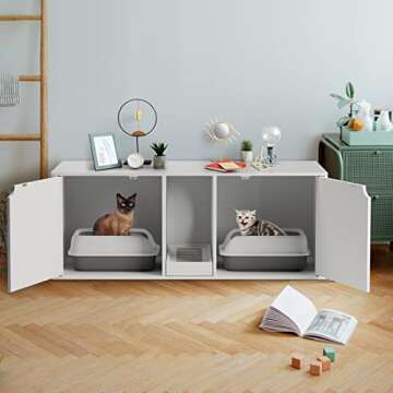 DAWNSPACES Elegant Cat Litter Box Enclosure for 2 Cats