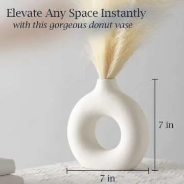 Stylish Ceramic Donut Vase for Home Decor - 7 Inches
