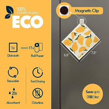 Eulnars Swedish Dishcloths, Eco-Friendly 8-Pack