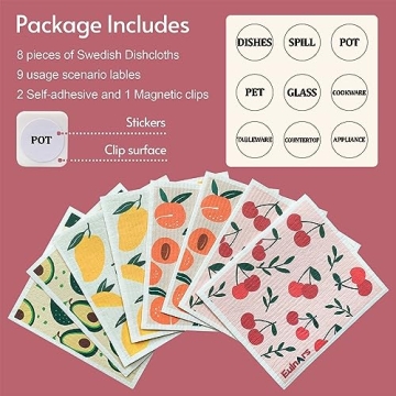 Eulnars Swedish Dishcloths, Eco-Friendly 8-Pack