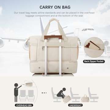 BOSTANTEN Weekender Bags for Women Travel Under Seat Carry On Bag Duffle Bag with Shoe Compartment Overnight Hospital Bags