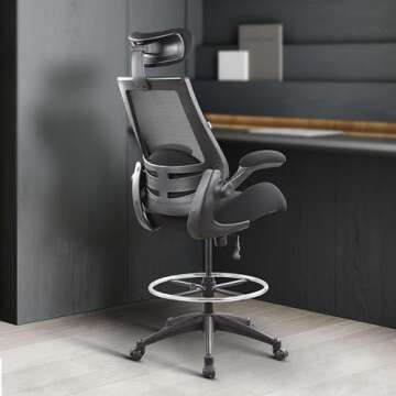 BOLISS 400lbs High Back Drafting Chair with Armrests