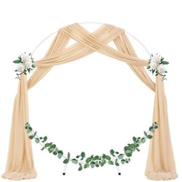 Socomi Wedding Arch Draping Fabric 2 Panels 29" x 19Ft Champagne Sheer Chiffon Curtain Drapes 6 Yard...