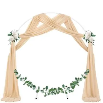 Socomi Wedding Arch Draping Fabric 2 Panels 29" x 19Ft Champagne Sheer Chiffon Curtain Drapes 6 Yard...