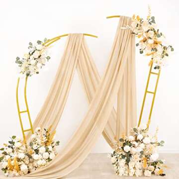 Socomi Wedding Arch Draping Fabric 2 Panels 29" x 19Ft Champagne Sheer Chiffon Curtain Drapes 6 Yards for Wedding Ceremony Birthday Party Decoration