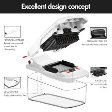 Cambom Vegetable Chopper with 8 Blades for Home Use