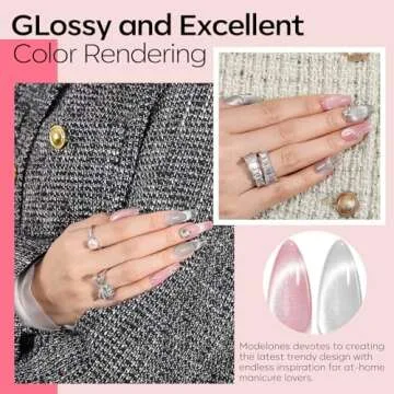 modelones Cat Eye Gel Nail Polish, 2 PCS 15ML Pink Sliver Holographic 9D Cat Eye Glitter Multichrome Gel Polish Pink Nail Gel Polish with Magnet Soak Off Led Nail Art Gel DIY Salon Gift