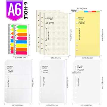 LEOBRO A6 Refill Paper, 3 Pack 45PCS A6 Dotted Loose Leaf Paper, with Page Markers, Rulers, Binder D...