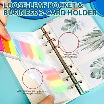 LEOBRO A6 Refill Paper, 3 Pack 45PCS A6 Dotted Loose Leaf Paper, with Page Markers, Rulers, Binder Dividers and Binder Pockets, 6 Ring A6 Filler Paper Insert Refill for Planner Binder Notebook Journal
