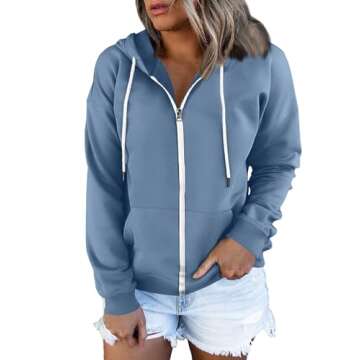 Trendy Queen Womens Cropped Hoodies Long Sleeve Fleece Quarter Zip Pullover Sweatshirts Fall Outfits Clothes Blue