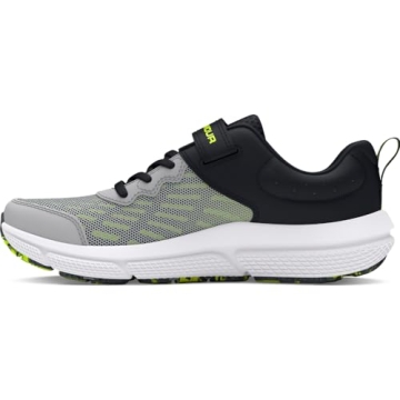 Under Armour Boys' Preschool Assert 10 Alternate Closure Shoes in Mod Gray/Black with High Vis Yello...