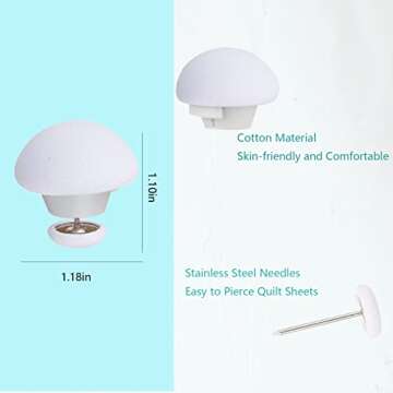 Resdenio Duvet Pin Duvet Clips, 8 Pieces Mushroom Quilt Holder, Non-Slip Quilt Fixator Sheet Fasteners with One-Key Unlock for Quilt, Cushions, Curtains (White)