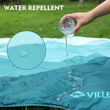 VILLEY Picnic Blanket, 3-Layer Camping Blanket 52"x75", Machine Washable, Water Repellent and Sandproof, Packable and Portable for Camping, Travel, Park, Beach and Indoor Use