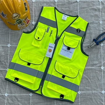 TCCFCCT High Visibility Vest - 9 Pockets Hi Vis Reflective Safety Gear for Men Women