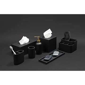 Essentra Home Matte Black Liquid Soap Dispenser with Gold Pump for Bathroom, Bedroom or Kitchen. Great for Hand Lotions and Essential Oils. 10 Fluid Ounce - Matte Black Collection.