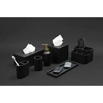 Essentra Home Matte Black Liquid Soap Dispenser with Gold Pump for Bathroom, Bedroom or Kitchen. Great for Hand Lotions and Essential Oils. 10 Fluid Ounce - Matte Black Collection.