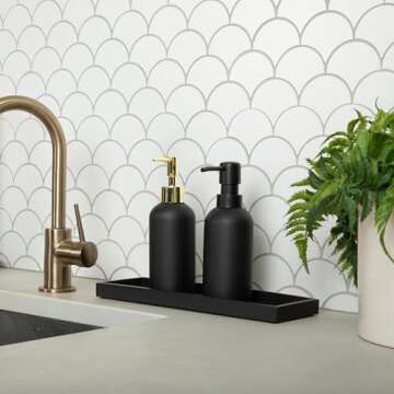 Essentra Home Matte Black Liquid Soap Dispenser with Gold Pump for Bathroom, Bedroom or Kitchen. Great for Hand Lotions and Essential Oils. 10 Fluid Ounce - Matte Black Collection.