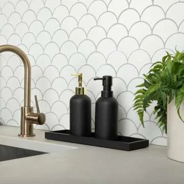 Essentra Home Matte Black Liquid Soap Dispenser with Gold Pump for Bathroom, Bedroom or Kitchen. Great for Hand Lotions and Essential Oils. 10 Fluid Ounce - Matte Black Collection.