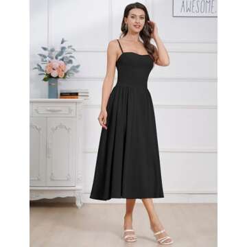 ABEHIK Corset Sundress for Women 2024 Bustier Flowy Midi Dress Spaghetti Strap Backless Casual Low C...