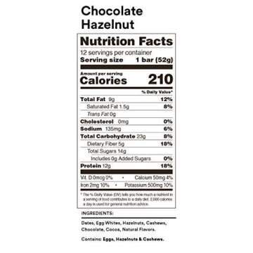 RXBAR Chocolate Hazelnut Protein Bar Pack of 12 High Protein Snack