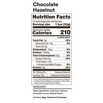 RXBAR Chocolate Hazelnut Protein Bar Pack of 12 High Protein Snack