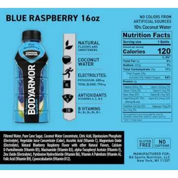 BODYARMOR Sports Drink Sports Beverage, Blue Raspberry, Natural Flavors With Vitamins, Potassium-Pac...