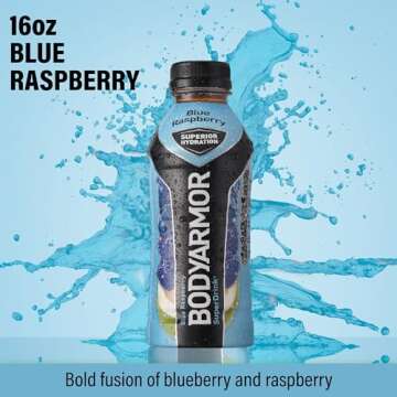 BODYARMOR Sports Drink Sports Beverage, Blue Raspberry, Natural Flavors With Vitamins, Potassium-Packed Electrolytes, No Preservatives, Perfect For Athletes, 16 Fl Oz (Pack of 12)