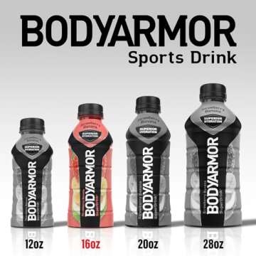 BODYARMOR Sports Drink Sports Beverage, Blue Raspberry, Natural Flavors With Vitamins, Potassium-Packed Electrolytes, No Preservatives, Perfect For Athletes, 16 Fl Oz (Pack of 12)