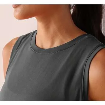 ODODOS Modal Soft Sleeveless Crop Top for Women Athletic Tee Gym Workout Cropped Yoga Tank, Black, X-Large