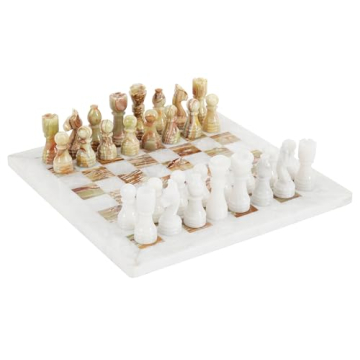 Radicaln Marble Chess Set 12'' Inches White and Green Onyx Handmade Marble Chess Pieces for Chess Se...