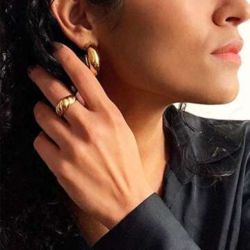Hapuxt Chunky Gold Rings for Women | Size 6 Accessory