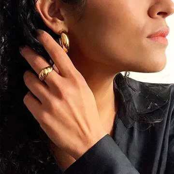 Hapuxt Chunky Gold Rings for Women | Size 6 Accessory