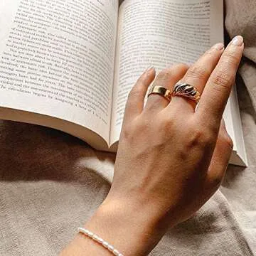 Hapuxt Chunky Gold Rings for Women | Size 6 Accessory