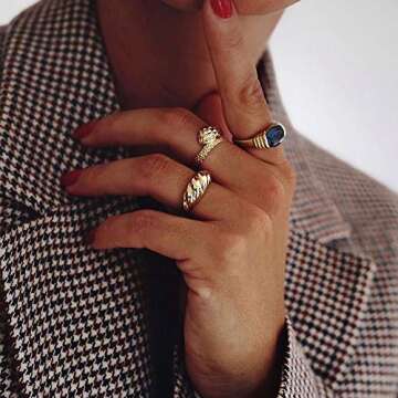Hapuxt Chunky Gold Rings for Women | Size 6 Accessory