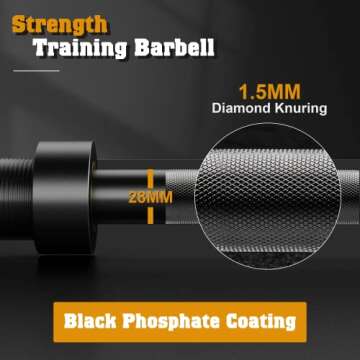 FEIERDUN 7FT Olympic Barbell, 1900LBS Strength Training Bar for Weight lifting, Alloy Steel, Center knurl, Suitable for 2 inch Plates