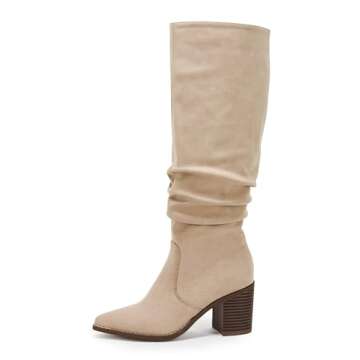 Huiyuzhi Womens Pointed Toe Knee High Boots - Stylish & Comfortable