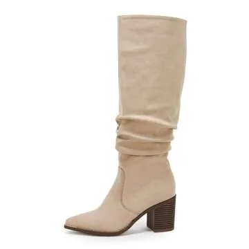 Huiyuzhi Womens Pointed Toe Knee High Boots - Stylish & Comfortable