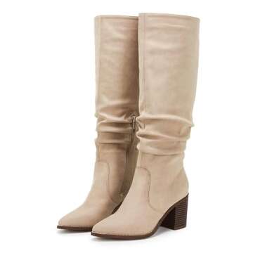 Huiyuzhi Womens Pointed Toe Knee High Boots - Stylish & Comfortable