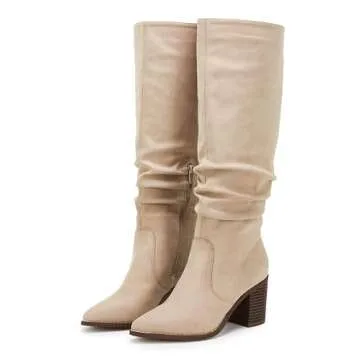 Huiyuzhi Womens Pointed Toe Knee High Boots - Stylish & Comfortable