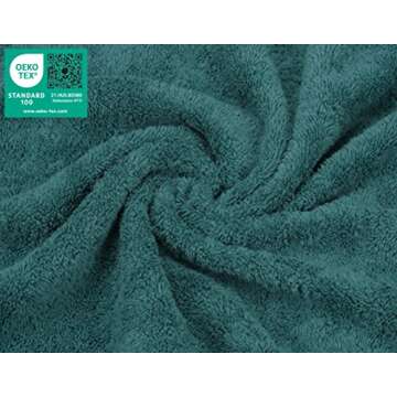 American Soft Linen Luxury Washcloths for Bathroom, 100% Cotton 4 Piece Turkish Wash Cloth Set, 13x13 in Soft Rags for Body and Face, Teal Washcloths