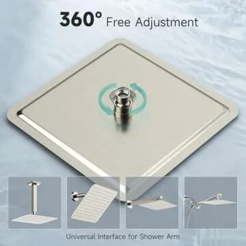 SR SUN RISE 12 Inch Rain Shower Head, High Pressure Rainfall Showerhead Large Waterfall Shower Head Ultra Thin Water Saving, Brushed Nickel 304 Stainless Steel