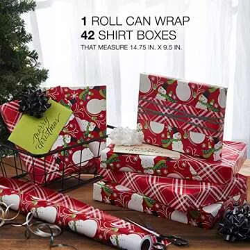 Jumbo Reversible Christmas Wrapping Paper - Snowman 175 sq. ft.