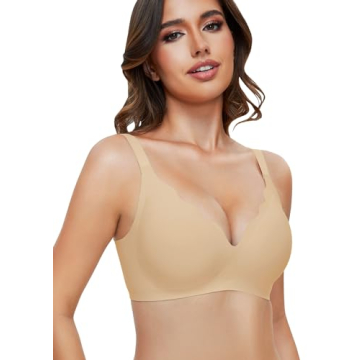 Quttlzze Womens Bras No Underwire Seamless Wireless Sleeping Bras Scalloped Deep V Bralettes Comfort...