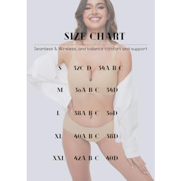 Quttlzze Womens Bras No Underwire Seamless Wireless Sleeping Bras Scalloped Deep V Bralettes Comfortable Everyday Bras-BG,S Beige
