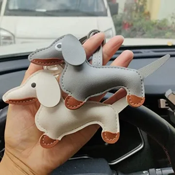 Cute PU Leather Dachshund Keychain for All Ages