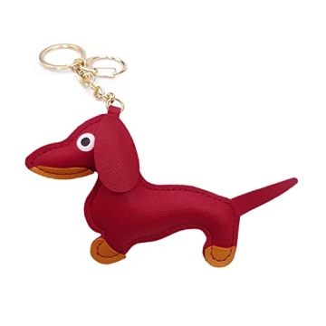 Cute PU Leather Dachshund Keychain for All Ages