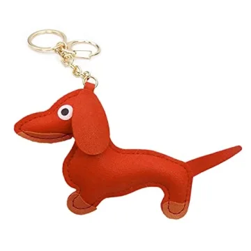 Cute PU Leather Dachshund Keychain for All Ages