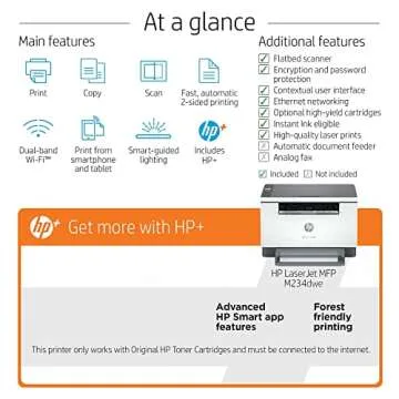 HP Laserjet MFP M234dweB All-in-One Wireless Monochrome Laser Printer for Home Business Office - Print Scan Copy - 30 ppm, 600 x 600 dpi, 8.5" x 14" Legal, Auto Duplex Printing